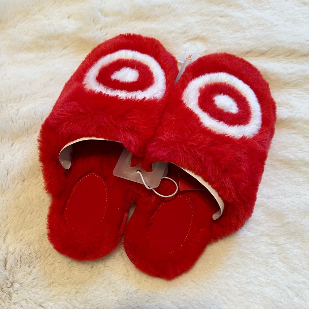 Target Cozy Red Slippers with White Circles